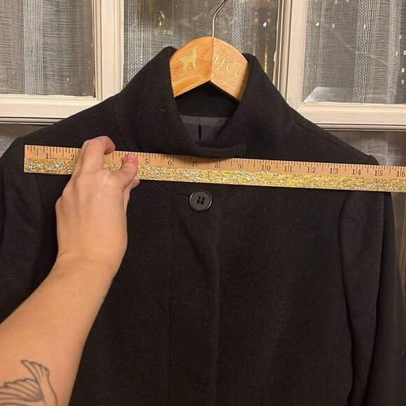 Talbots Petite Black Wool and Angora Rabbit Fur Blend Long Coat - Picture 15 of 16